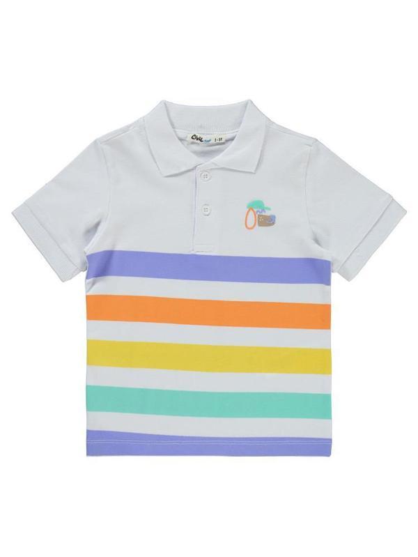 Civil Boys Köpek Nakışlı Çizgili 2-5 Yaş Tişört - Beyaz2-3 Yaş - Image 1