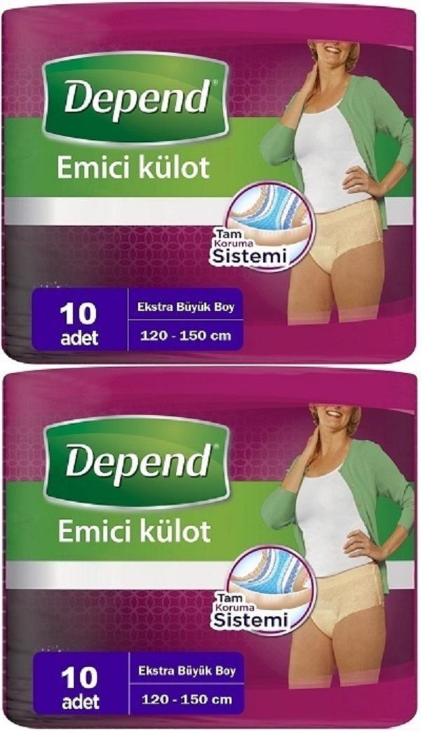 Depend Emici Külot Hasta Bezi XL - Extra Büyük Kadın 20 Adet (2PK*10) - Image 1