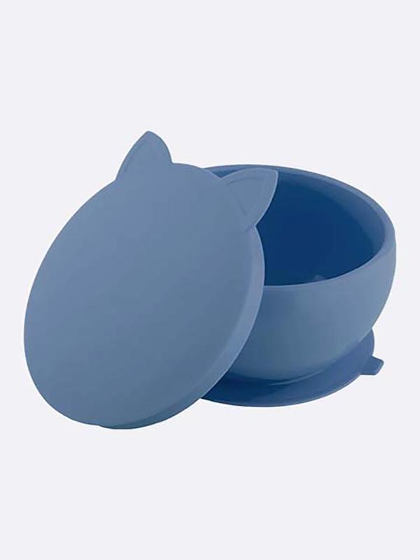 Pandish KitTen Vakum Tabanlı Kapaklı Silikon Kase - MaviStandart - Image 1