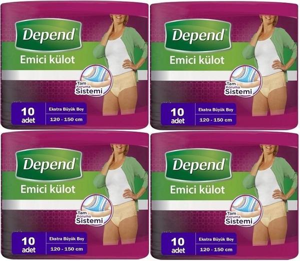 Depend Emici Külot Hasta Bezi XL - Extra Büyük Kadın 40 Adet (4PK*10) - Image 1