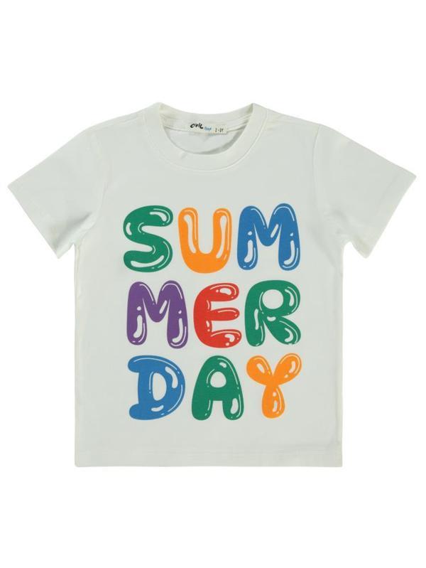 Civil Boys Summer Day Baskılı 2-5 Yaş Tişört - Ekru2-3 Yaş - Image 1