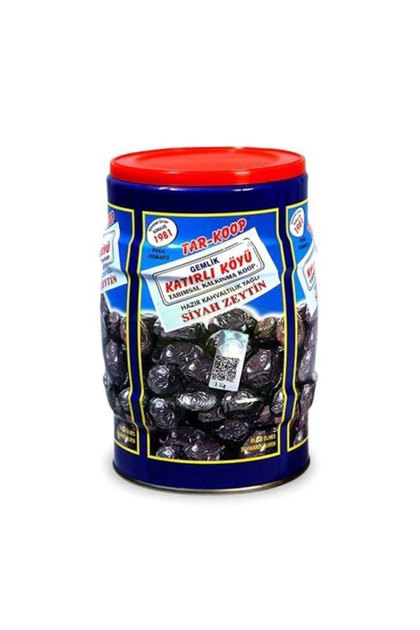 Katırlı Köyü Zeytinleri Tar-Koop Katırlı Köyü Gemlik Kahvaltılık Siyah Zeytin Teneke 1 Kg - Image 1