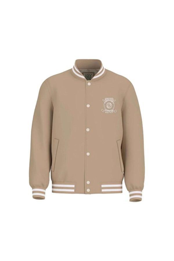 Guess Emblem Erkek Bej Bomber Ceket M5YL18WHEY0-G1FE - Image 1