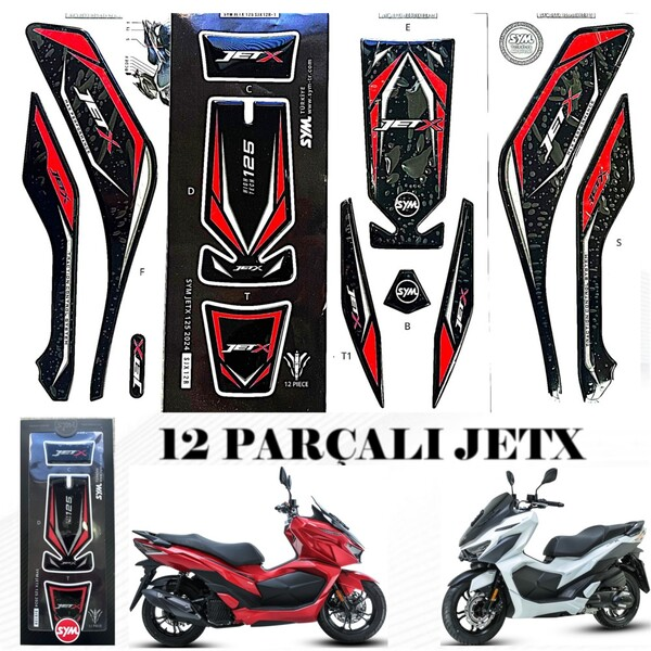 SYM JET X 125 KIRMIZI TANK PAD SETİ 12 PARÇALI ORJİNAL  - Image 1