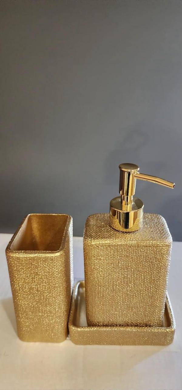BY SELİM LİNEN 3 LÜ BANYO SETİ ALTIN - Image 1