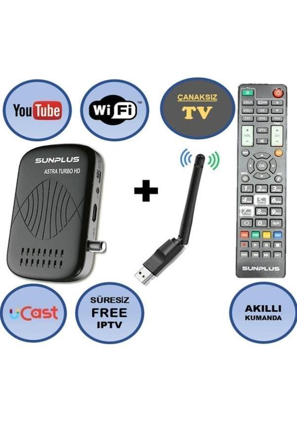 Sunplus Astra Turbo HD2023 Çanaklı - Çanaksız Wi-fi Dahil Full HD Uydu Alıcısı - Image 1