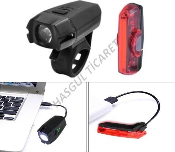 HSGL USB ŞARJLI ÖN ARKA IŞIKLI FAR SET - Image 1