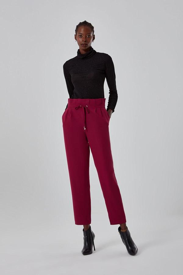 Mizalle Beli Pileli Mor Pantolon - Image 1