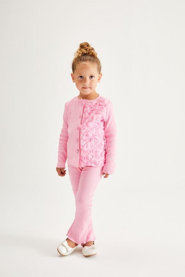 Kız Çocuk İkili Takım – Pembe Çiçek Detaylı - Image 1