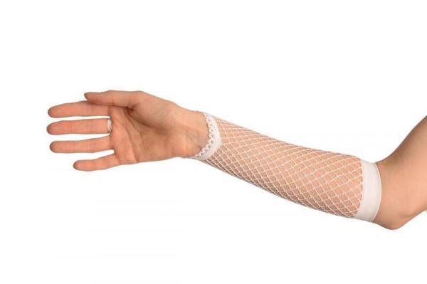Örgü Beyaz Parmak Arası File Eldiven 26 cm - Image 1