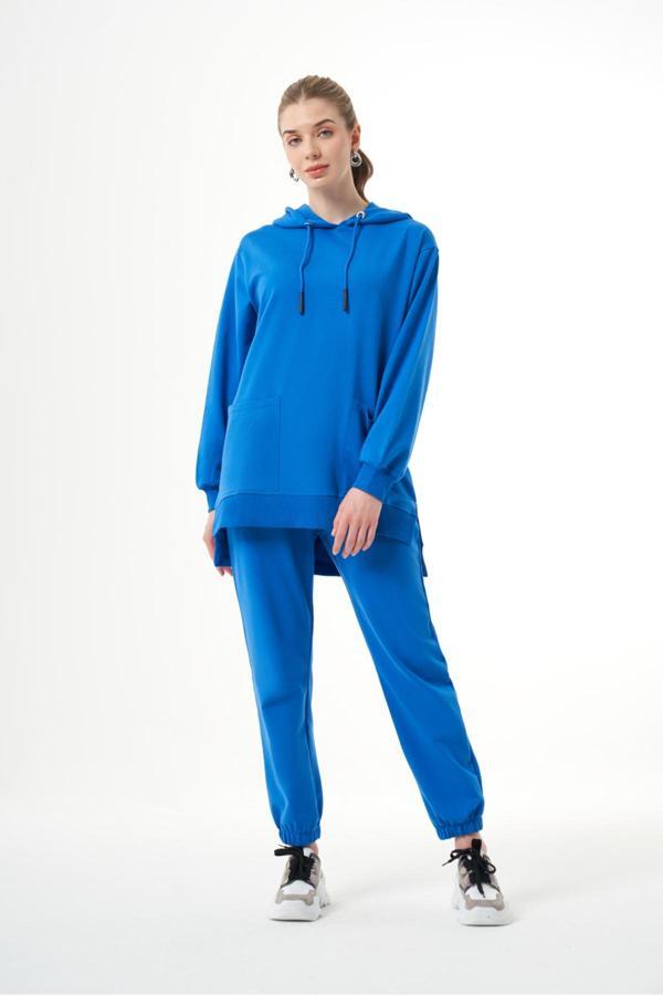 Mizalle Torba Cepli Mavi Sweatshirt - Image 1