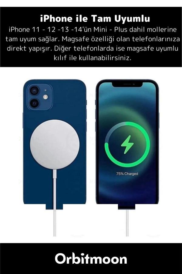 iPhone 11 12 13 14 15 16 Uyumlu Tam Uyumlu Magsafe KablosuzHızlı ŞarjAleti Wireless ChargerAdaptörü - Image 1