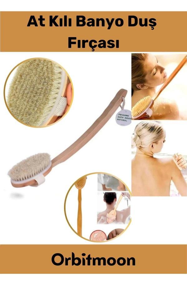 Premium %100 Doğal Yumuşak Vücut Masajı Selülit Önleyici Saplı At Kılı Uzun Banyo Duş Fırçası - Image 1