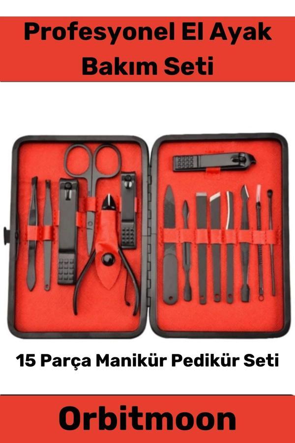 Profesyonel Paslanmaz Çelik El Yüz Ayak Bakımı Keskin Özel Seri Manikür Pedikür Seti 15 Parça - Image 1