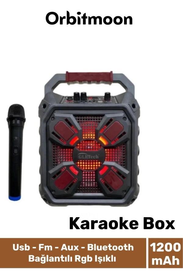 Profesyonel Yüksek Ses Aux Usb Hafıza Kart Girişli Kablosuz Hoparlör Mikrofon Siyah Karaoke Box - Image 1