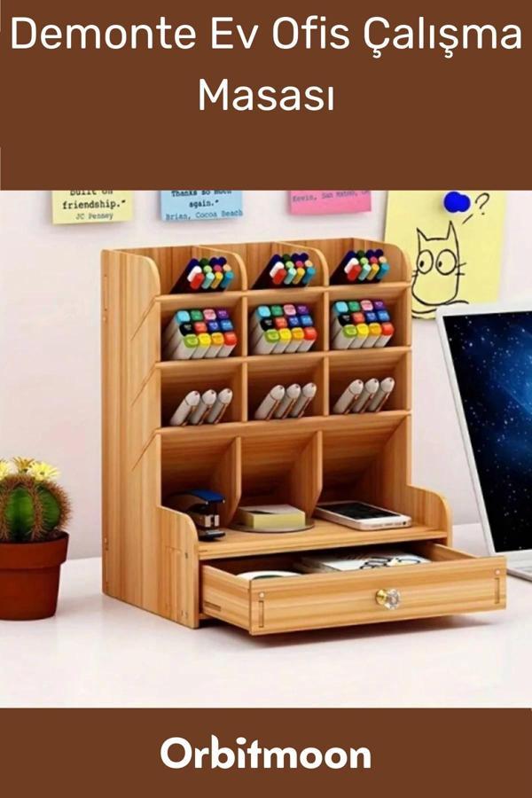 Yeni Seri Dayanıklı Kolay Montaj Bölmeli Çekmeceli Demonte Ev Ofis Çalışma Masası Ahşap Organizer - Image 1