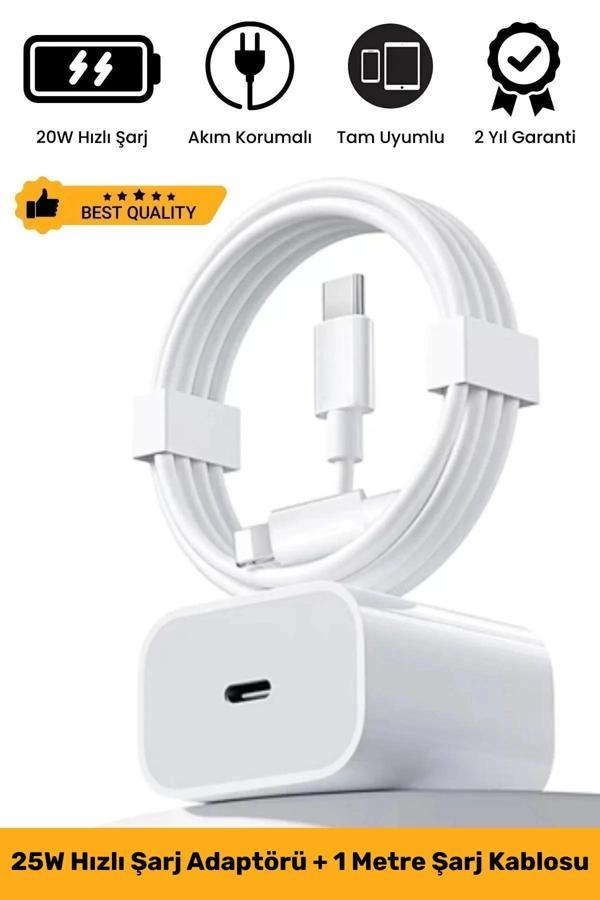 Macbook İphone Tüm Serilere Uyumlu 25w 15 16 17 Plus Pro Type C Kablolu Hızlı Şarj Seti Adaptör - Image 1