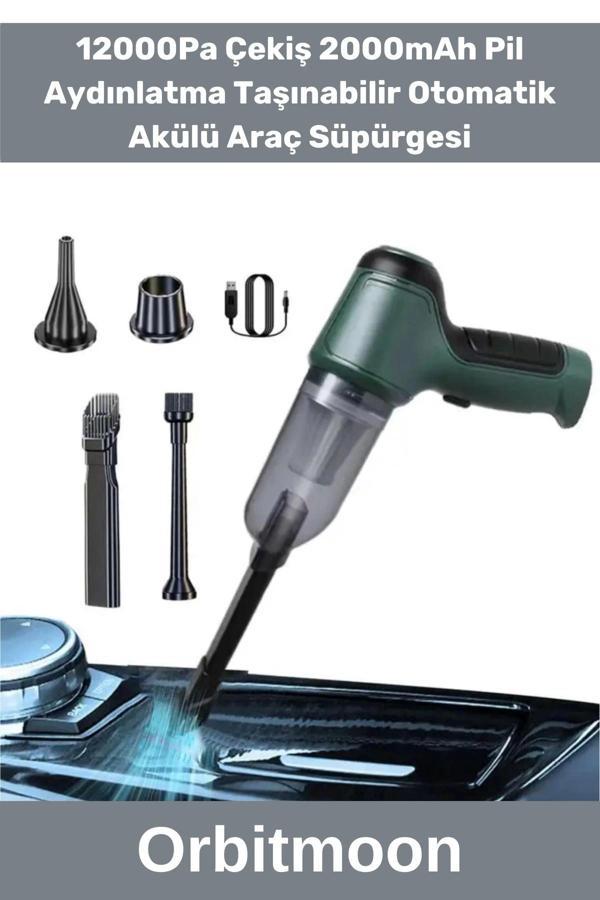 Özel Üretim Vakumlu 12000Pa Çekiş 2000mAh Pil Aydınlatma Taşınabilir Otomatik Akülü Araç Süpürgesi - Image 1
