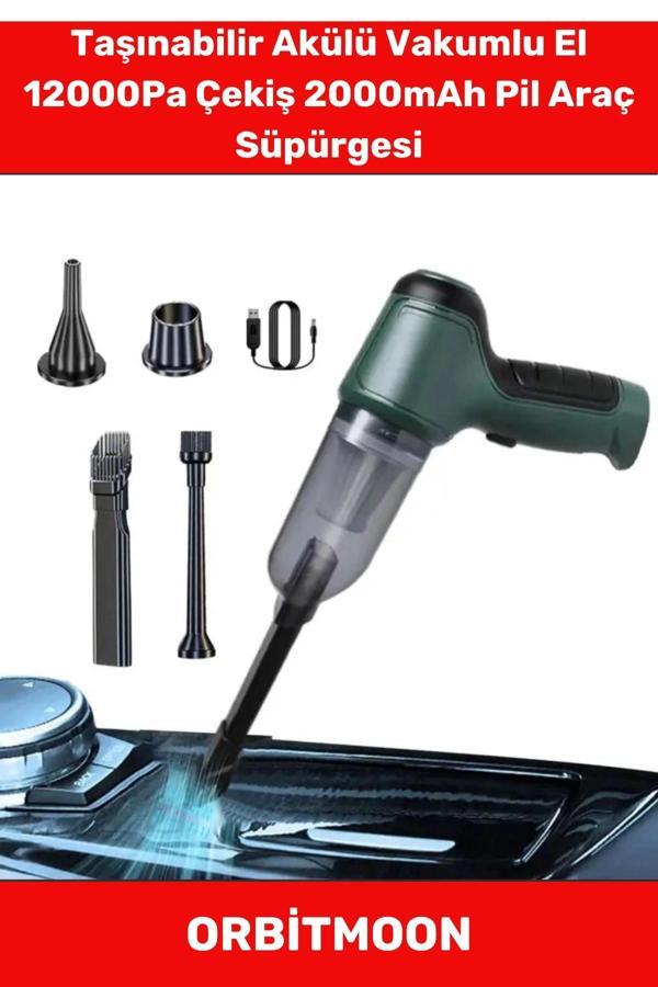 Özel Seri Otomatik Aydınlatma Taşınabilir Akülü Vakumlu El 12000Pa Çekiş 2000mAh Pil Araç Süpürgesi - Image 1