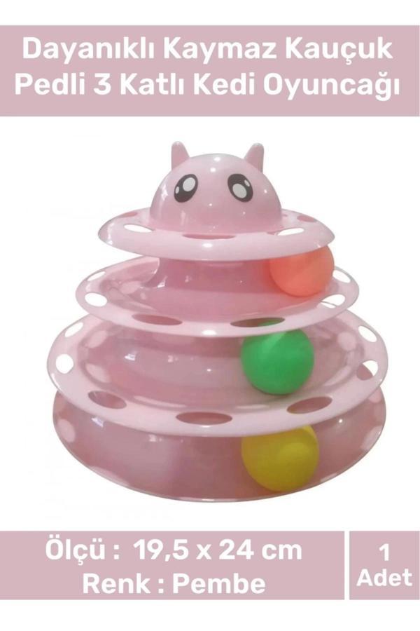 Premium Ürün 3 Toplu Eğlenceli Dayanıklı Kaymaz Kauçuk Pedli 3 Katlı Kedi Oyuncağı 19,5 cm x 24cm - Image 1