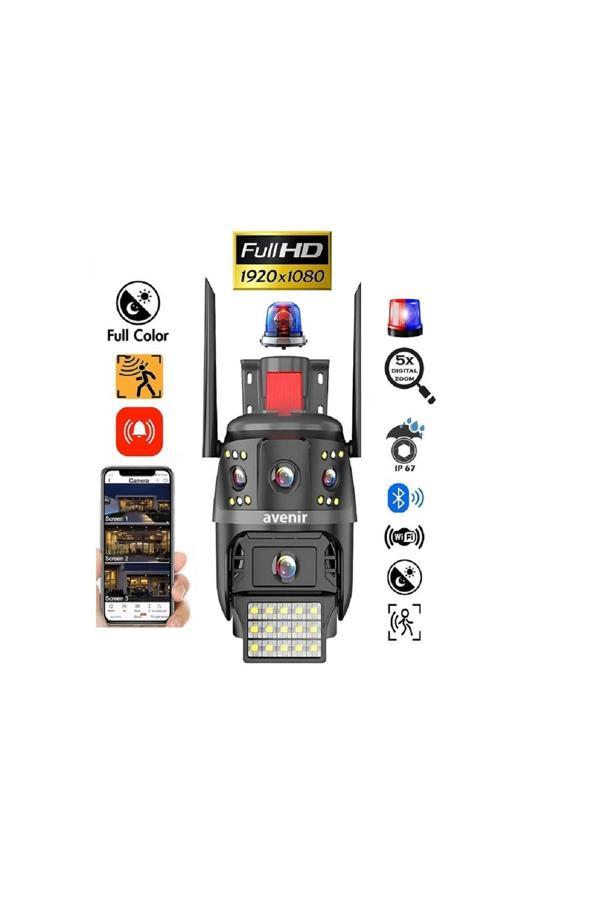 Avenir Çift Kameralı 4+4 Mp Full Hd Hareket Takipli Polis Çakarlı Alarmlı Wifi Güvenlik Kamerası - Image 1