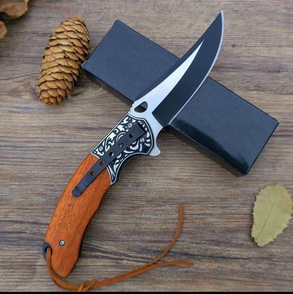 Kişiye Özel Hancer Model Ahşap Saplı Kamp & Outdoor Çakısı - Image 1