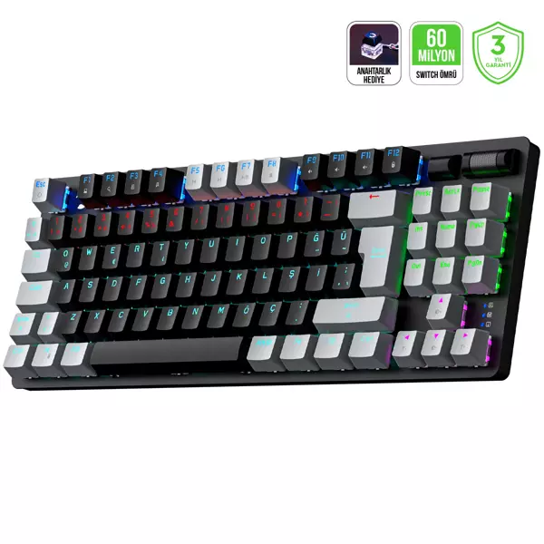  Eva 5 60M Mekanik Red Switch Türkçe Q 88 Tuş USB Gaming Klavye - 3 Yıl Garantili - Image 1