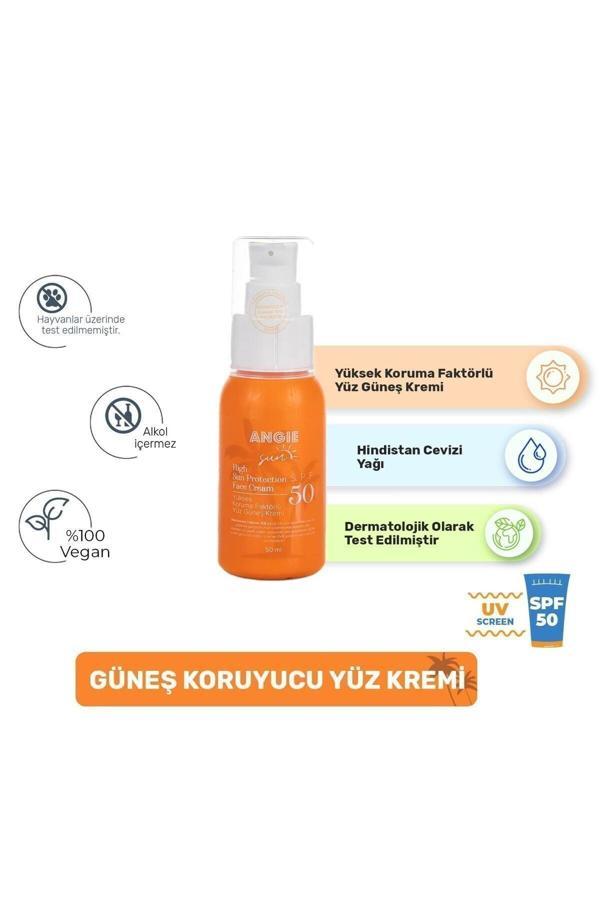 Angie Sun Face 50 Spf Ürün Güneş Kremi 50 ml Unisex Renk Bronz (VEGAN) - Image 1
