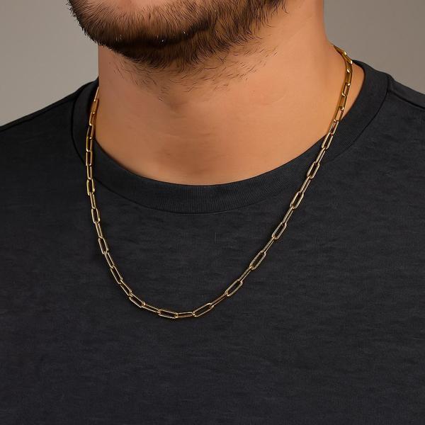 Altın Renk Kalın Ataç Unisex Çelik Kolye - 3363 - Image 1