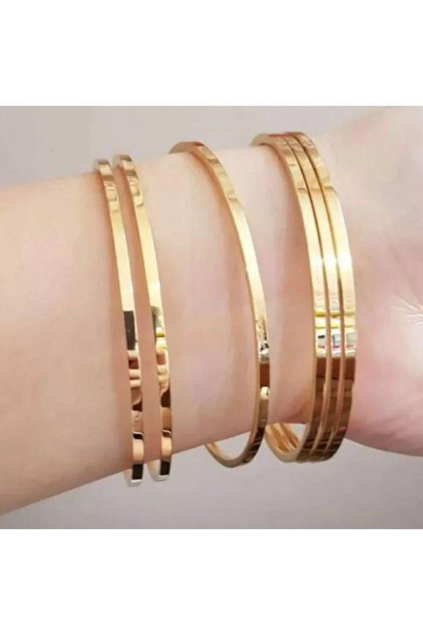 6 Li Erozyon Kesim İnce Ajda Model 14 Ayar Altın Dolgu Bileklik - 3155-6 - Image 1