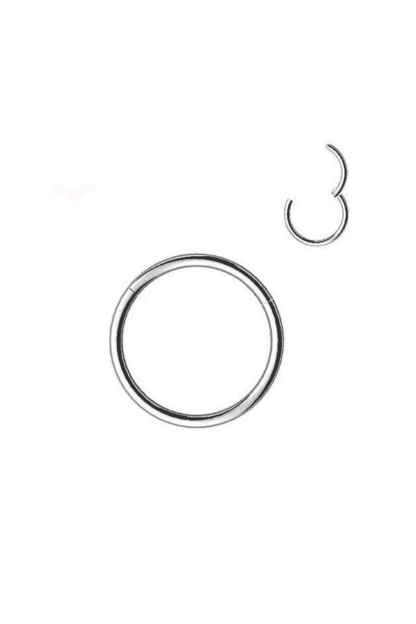 Gümüş Renk Paslanmaz Kararmaz Cerrahi Çelik Tam Halka Kıkırdak Tragus Helix Çelik Piercing - 3172 - Image 1
