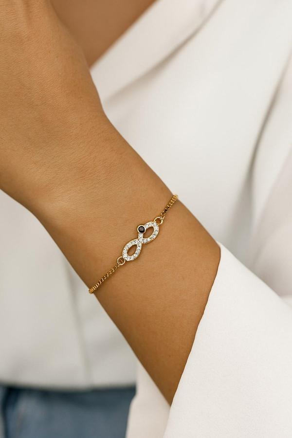 Altın Renk Sonsuzluk Asansör Çelik Bileklik - 3581 - Image 1