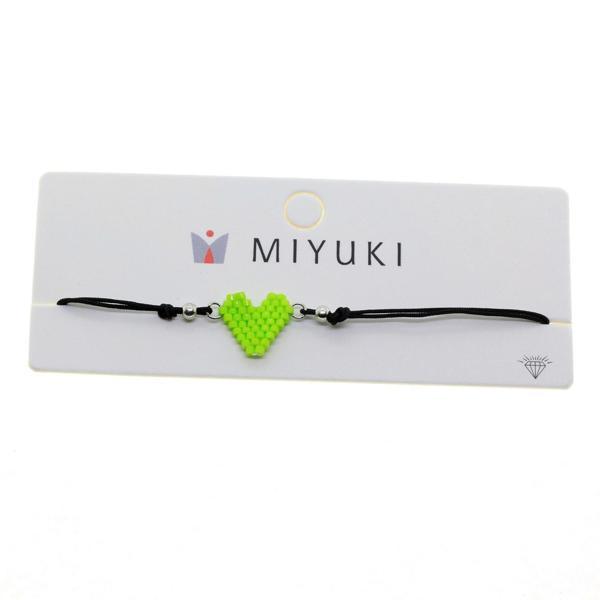 Altın Renk Yeşil Kalp Model Miyuki Bileklik - 2941 - Image 1