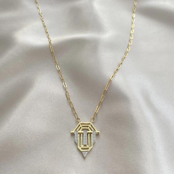 Altın Renk Serenay Leyla Kolye Gold Bijuteri Kolye- 3182 - Image 1