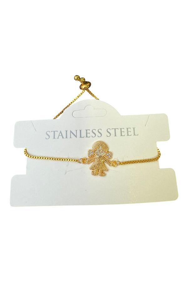 Altın Renk Kız Asansör Çelik Bileklik - 3602 - Image 1