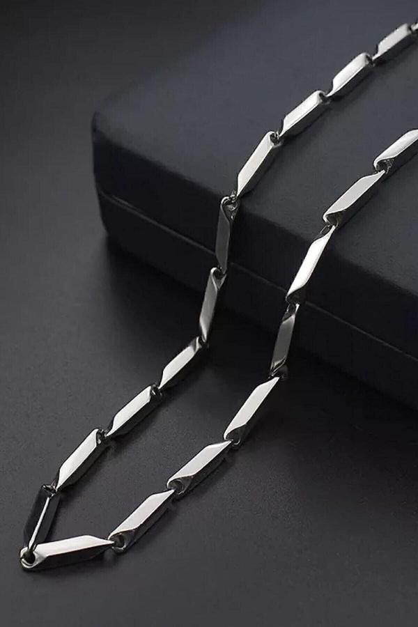 Gümüş Renk Kararmaz Çelik Titanyum Melon Zincir Unisex Kararmaz Çelik Kolye Çelik Kolye - 3202 - Image 1