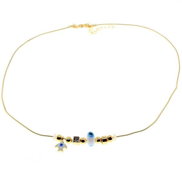 Altın Renk Beyaz Kuş Pandora Model Zirkon Kolye  - 3006 - Image 1