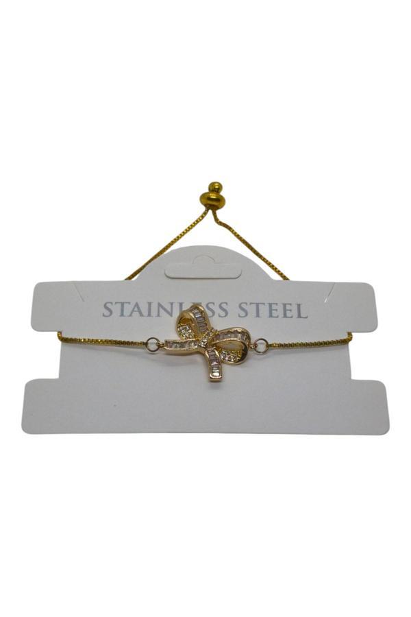 Altın Renk Fiyonk Baget Asansör Çelik Bileklik - 3626 - Image 1