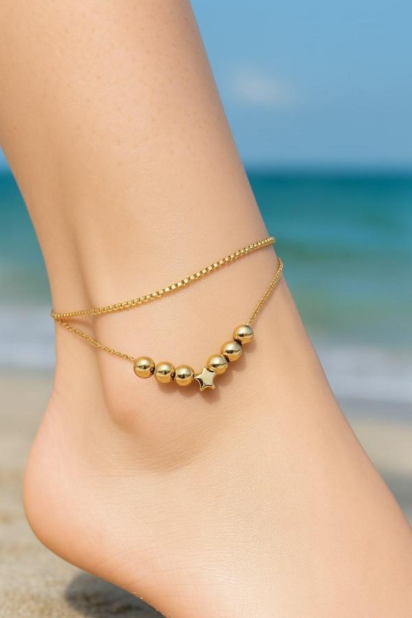 Altın Renk Asansör Sf 3 Küre Yıldız 3 Küre Çelik Halhal - 3464 - Image 1