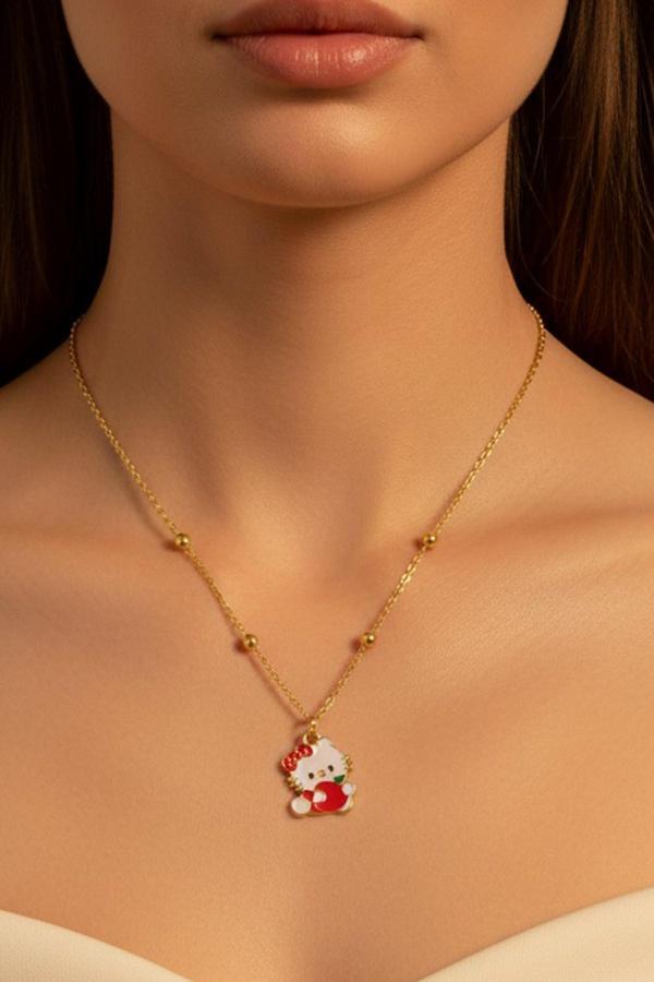 Altın Renk Hello Kitty Kedi Model Top Zincir Çelik Kolye - 3689 - Image 1