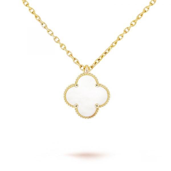  Altın Renk Beyaz Sedef Van Cleef Bijuteri Kolye - 3152 - Image 1