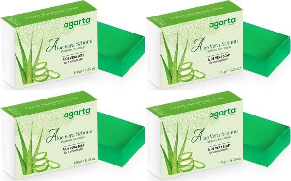 Agarta El Yapımı Doğal Sabun 150GR Aloe Vera (4 Lü Set) - Image 1