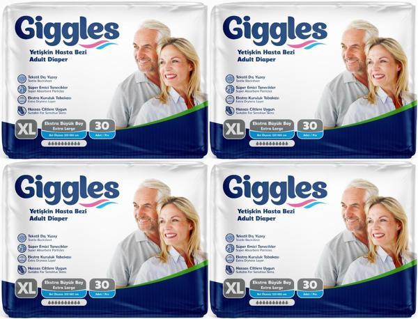 Giggles Hasta Bezi Yetişkin Bel Bantlı Tekstil Yüzey Ekstra Büyük (XL) 120 Adet (4PK*30) - Image 1