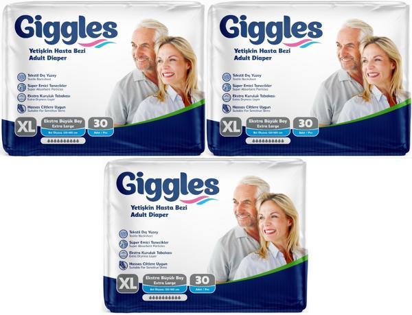 Giggles Hasta Bezi Yetişkin Bel Bantlı Tekstil Yüzey Ekstra Büyük (XL) 90 Adet (3PK*30) - Image 1