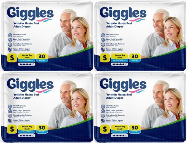 Giggles Hasta Bezi Yetişkin Bel Bantlı Tekstil Yüzey Küçük - Small (S) 120 Adet (4PK*30) - Image 1