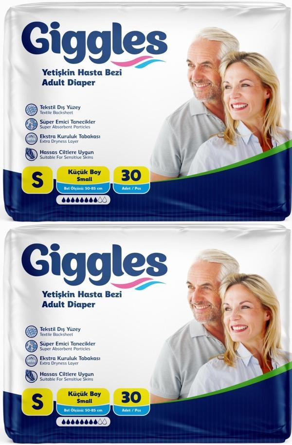 Giggles Hasta Bezi Yetişkin Bel Bantlı Tekstil Yüzey Küçük - Small (S) 60 Adet (2PK*30) - Image 1