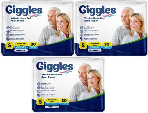 Giggles Hasta Bezi Yetişkin Bel Bantlı Tekstil Yüzey Küçük - Small (S) 90 Adet (3PK*30) - Image 1