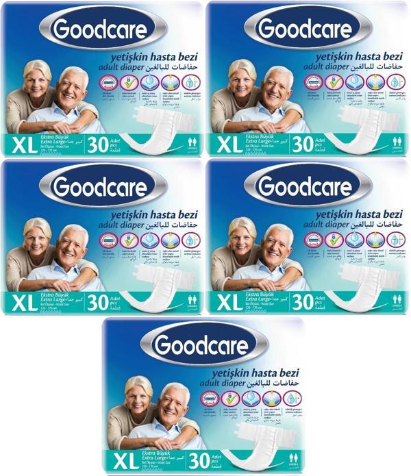 Goodcare Hasta Bezi Yetişkin Bel Bantlı Tekstil Yüzey XL Extra Large- Ekstra Büyük 150 Adet (5PK*30) - Image 1