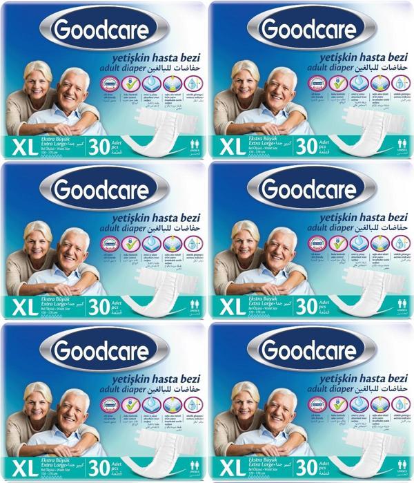 Goodcare Hasta Bezi Yetişkin Bel Bantlı Tekstil Yüzey XL Extra Large- Ekstra Büyük 180 Adet (6PK*30) - Image 1