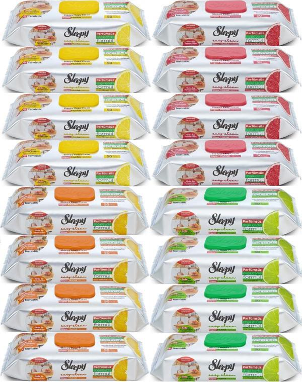Sleepy Easy Clean Yüzey Temizlik Mutfak Havlusu - Mendili 50 Yaprak Karma (16 Lı Set) - Image 1